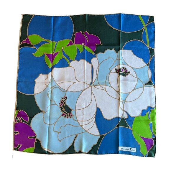 Vintage Christian Dior Silk Scarf – Floral Abstract - Picture 1 of 13
